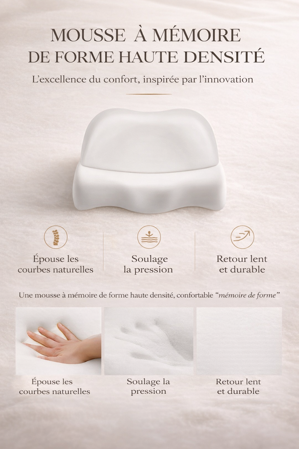 Oreiller Ergonomique Cervical 2-en-1